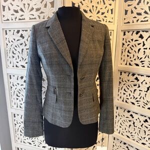 NWT Calvin Klein Charcoal Checkered Blazer Sz 2